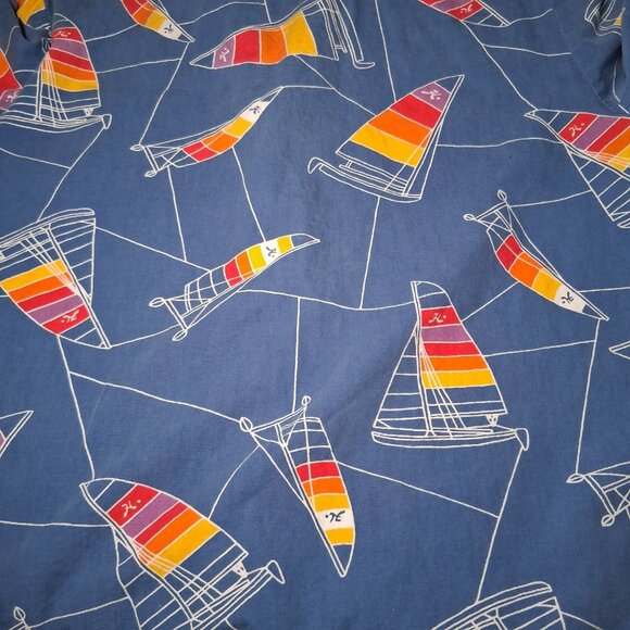 Vintage 1990s Hobie Cat Sailboat Shirt M Blue Rainbow Sail Sailing Beach Party - Picture 7 of 16